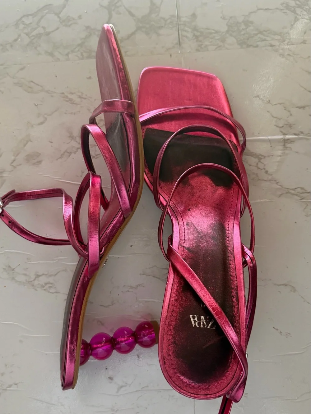 Metallic Pink Strappy Women's Sandals